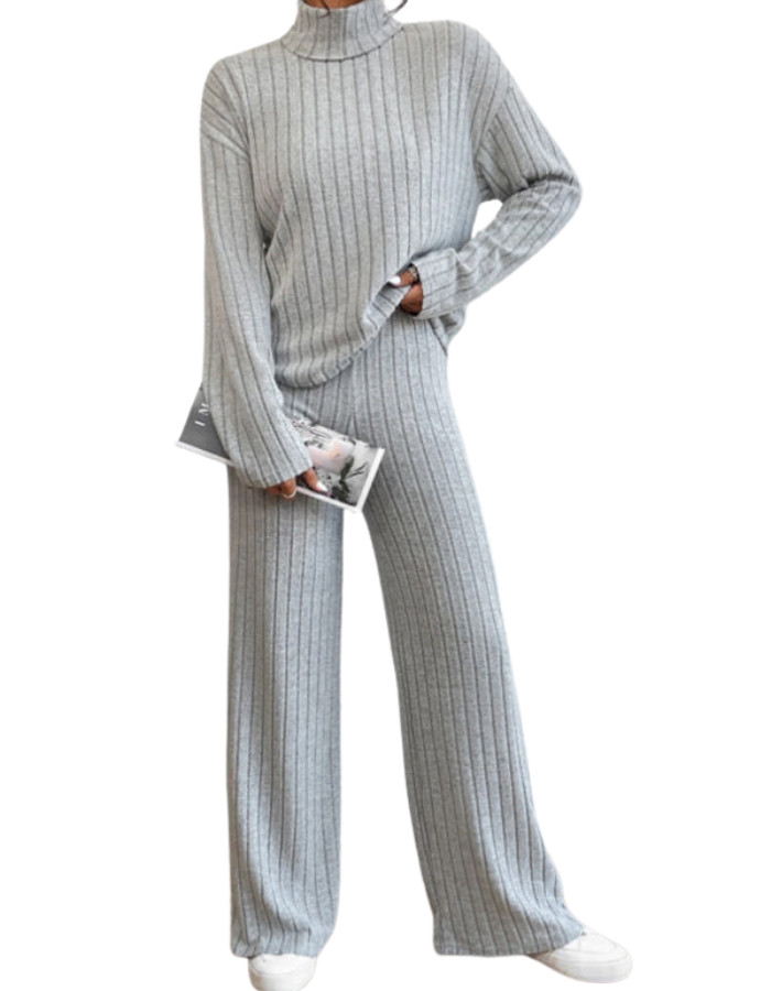 SHOPIQAT Casual High Collar Knitted Long Sleeve Women's Knitted Two-Piece Set - Premium from kakaclo - Just $11.900! Shop now at shopiqat
